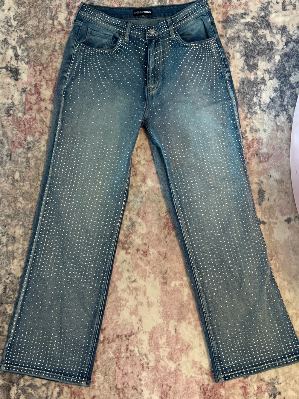 Fashion Nova Women Blue Studded Bootcut Jeans